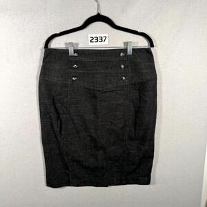 IZ BYER Pencil Skirt Womens 13 Black Cotton Stretch Denim Career Formal Business